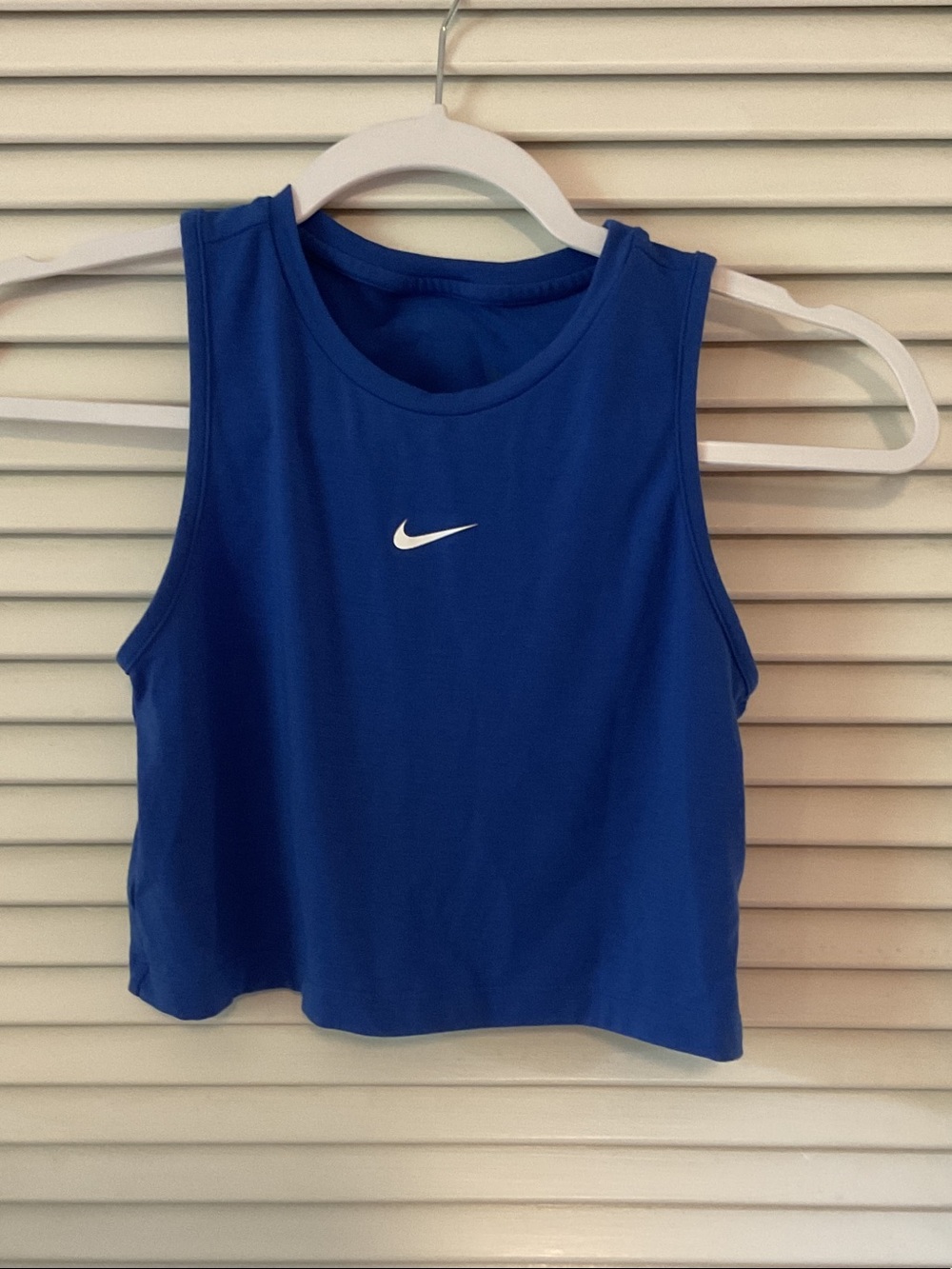 Kids size small Nike Royal Blue Cropped Tank with White Swoosh